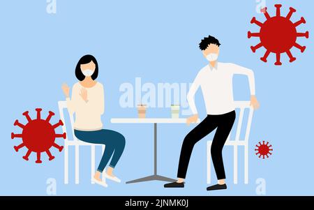Les gens en déplacement qui sont attaqués par le coronavirus Illustration de Vecteur