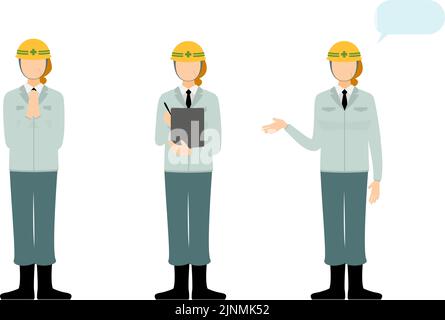 Directeur de chantier pose set, femme senior Illustration de Vecteur