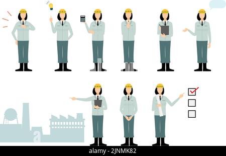 Kit de pose pour directeur de chantier, femme Illustration de Vecteur