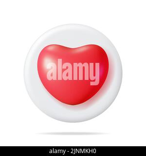 3D icon avec coeur isolé. Illustration de Vecteur