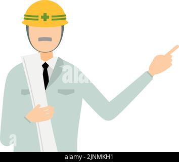 Ensemble de poses du directeur du chantier, homme principal Illustration de Vecteur