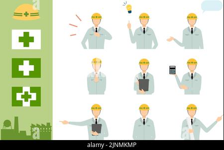 Kit de pose pour directeur de chantier, homme Illustration de Vecteur