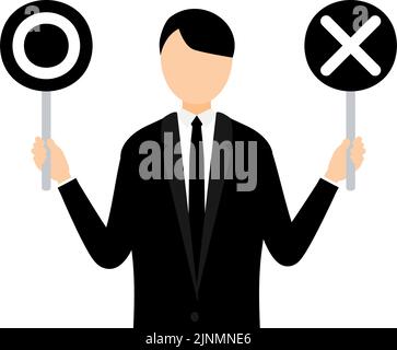 Jeune homme en deuil, correct et mauvais Illustration de Vecteur