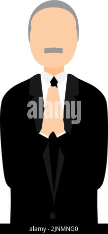 Homme senior en robe de deuil, Gassho Illustration de Vecteur