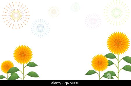 Tournesols et feux d'artifice sur fond blanc (transparent) Illustration de Vecteur