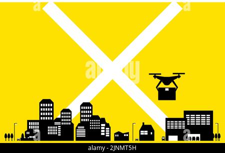 La législation sur les drones, une icône simple montrant le vol dans une zone densément peuplée Illustration de Vecteur