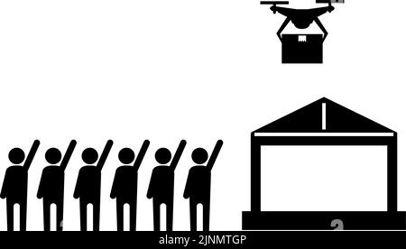 Une icône simple indiquant les réglementations relatives aux drones et les zones d'exclusion aérienne lors des événements Illustration de Vecteur