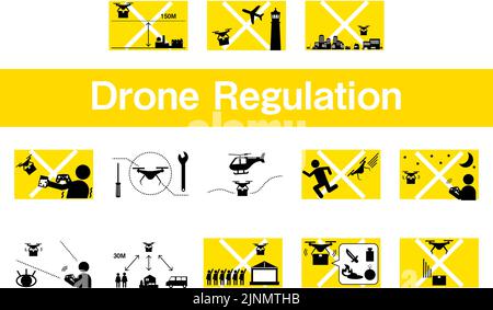 Un jeu d'icônes simple montrant la législation des drones Illustration de Vecteur