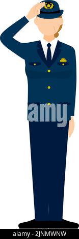 Femme police pose, Salute Illustration de Vecteur
