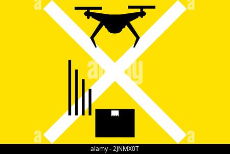 Une icône simple indiquant la réglementation des drones et l'interdiction de laisser tomber des biens Illustration de Vecteur