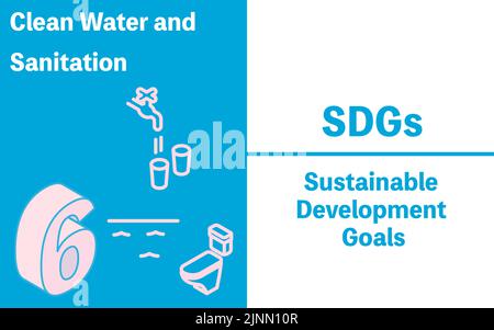 Objectif 6 des ODD, eau potable et assainissement Illustration de Vecteur