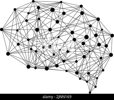 Résumé, image technologique qui imite un cerveau noir et blanc. Illustration de Vecteur