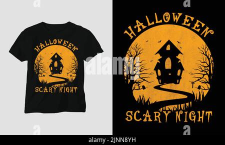 Halloween Day Special T-shirt graphique avec “Halloween” Design Vector Graphic Design T-shirt, mag, sticker, tapis mural, etc. Design Vector graphique Illustration de Vecteur