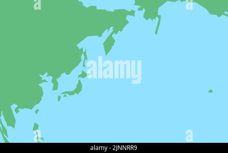 Une carte du monde simple autour du Japon Illustration de Vecteur