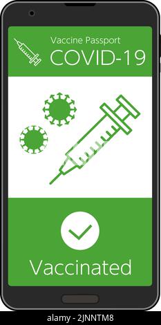 Application pour smartphone Vaccine Passport pour prouver la vaccination contre le coronavirus (vacciné) Illustration de Vecteur