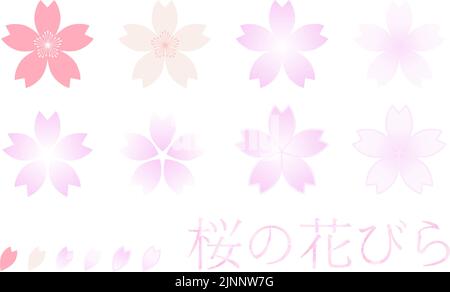 Ensemble pétale de cerise, rose et rose clair - Traduction : pétales de fleur de cerisier Illustration de Vecteur