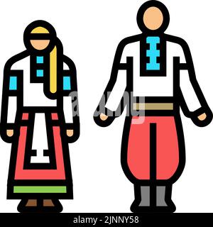 illustration vectorielle d'icône de couleur de vêtements nationaux ukrainiens Illustration de Vecteur