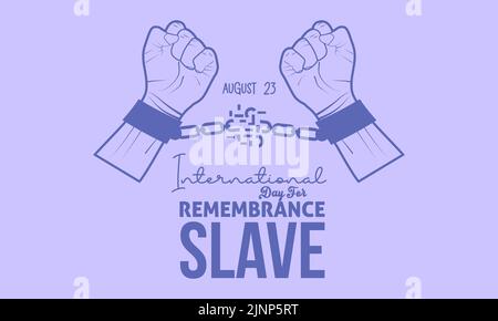 Journée internationale pour le souvenir de la traite des esclaves et de sa bannière calligraphique d'abolition sur fond isolé. Illustration de Vecteur