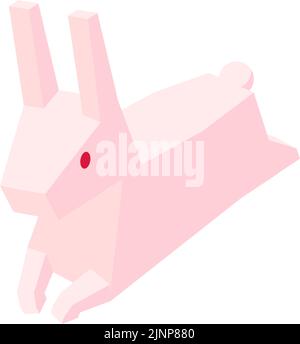 Illustration isométrique simple d'un lapin sautant. Illustration de Vecteur
