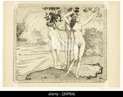 Imprimé Aristide Maillol, deux femmes de bain au bord de l'eau, été, dessin, 1895 Banque D'Images