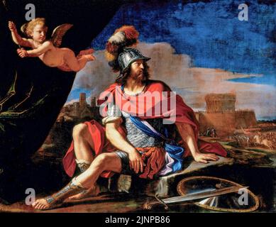 Giovanni Francesco Barbieri a appelé Guercino peinture, Mars avec Cupid, huile sur toile, 1649 Banque D'Images