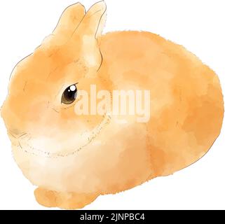 Illustration aquarelle d'un lapin brun. Illustration de Vecteur