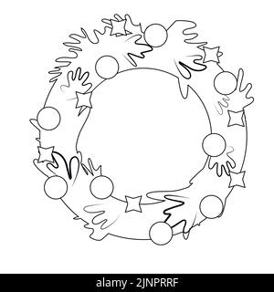 Couronne de Noël noire et blanche en brindilles. Vecteur Illustration de Vecteur