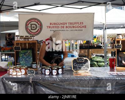 Scènes du marché agricole de Lansdowne place. La truffe de Bourgogne. Ottawa, ON, Canada. Banque D'Images