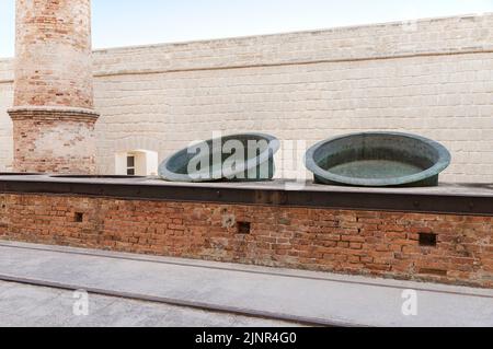 Vues panoramiques de la Stabilimento Fiorio (ancienne usine de thonidés), dans l'île de Favignana, province de Trapani, Italie. Banque D'Images