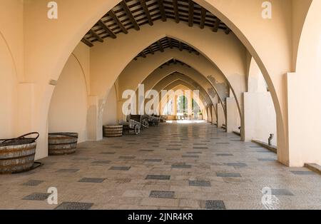 Vues panoramiques de la Stabilimento Fiorio (ancienne usine de thonidés), dans l'île de Favignana, province de Trapani, Italie. Banque D'Images