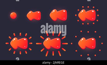Cliquez sur animation. Dessin animé curseur séquence de cadre de clic, ressource de jeu d'interface utilisateur d'image-objet d'interaction de pointeur. Phases d'animation de l'élément GUI vectoriel Illustration de Vecteur