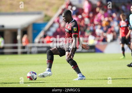 Josh Umerah de Hartlepool United lors de la deuxième moitié du match de la Sky Bet League 2 entre Northampton Town et Hartlepool se sont Unis au PTS Academy Stadium, Northampton, le samedi 13th août 2022. (Credit: John Cripps | MI News) Credit: MI News & Sport /Alay Live News Banque D'Images