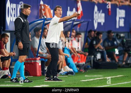 Le Manager du FC de Séville, Julen Lopetegui, lors du match de la Liga entre CA Osasuna et le FC de Séville, a joué au stade El Sadar sur 12 août 2022 à Pampelune, en Espagne. (Photo de Cesar Ortiz / PRESSIN) Banque D'Images