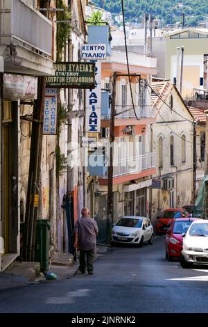 Vieille rue, Kavala, Macédoine, Grèce du Nord-est Banque D'Images