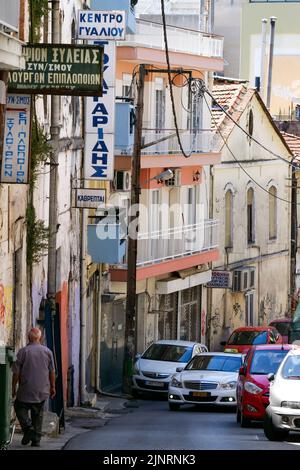 Vieille rue, Kavala, Macédoine, Grèce du Nord-est Banque D'Images