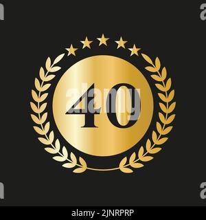 40th ans anniversaire Celebration Icon Vector logo modèle avec Golden concept Illustration de Vecteur