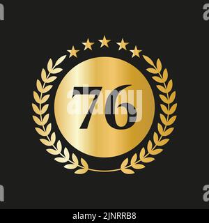 76th ans anniversaire Celebration Icon Vector logo modèle avec Golden concept Illustration de Vecteur