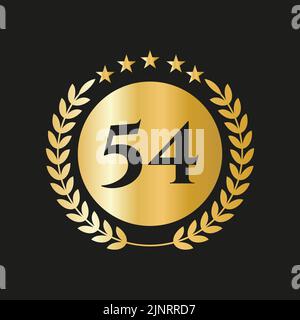 54 ans anniversaire Celebration Icon Vector logo modèle avec Golden concept Illustration de Vecteur