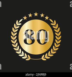 80th ans anniversaire Celebration Icon Vector logo modèle avec Golden concept Illustration de Vecteur