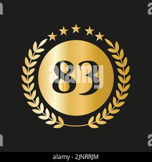 83th ans anniversaire Celebration Icon Vector logo modèle avec Golden concept Illustration de Vecteur