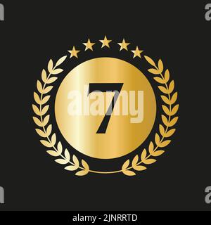 7th ans anniversaire Celebration Icon Vector logo modèle avec Golden concept Illustration de Vecteur