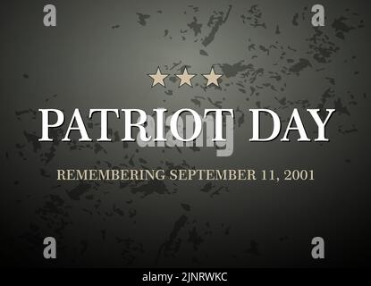 Les Etats-Unis n'oublient jamais 11 septembre 2001. Illustration vectorielle pour l'affiche ou la bannière Patriot Day USA. Arrière-plan vintage noir Illustration de Vecteur