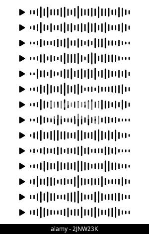 Définir les ondes sonores noires de l'égaliseur isolées sur fond blanc. Concept lecture de messages audio sur un réseau social sur une application mobile ou un site Web. Vecteur cl Illustration de Vecteur