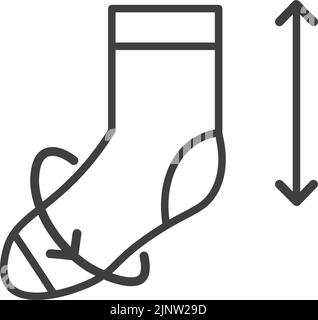 Tableau des dimensions et des dimensions des chaussettes, mesure Illustration de Vecteur