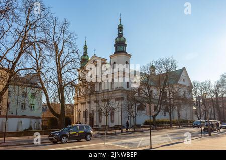 Cracovie, Pologne - 14 mars 2022 : église Sainte-Anne, rue Sainte-Anne, vieille ville, Cracovie. Religion Banque D'Images