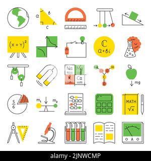 Icônes de formation définies en style de ligne. École, science et apprentissage. Illustration vectorielle. Illustration de Vecteur
