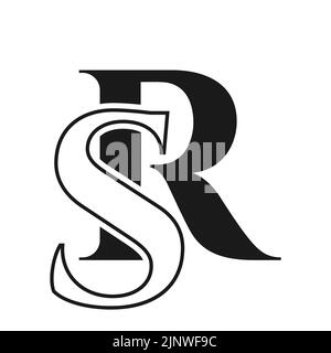 Lettre initiale SR, modèle de logo RS. Monogramme lettre SR design logo de luxe modèle vectoriel pour l'identité de l'entreprise et de l'entreprise Illustration de Vecteur