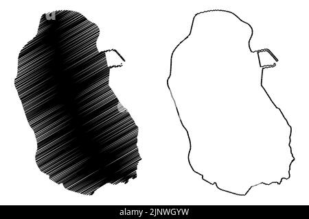 Robben Island (République d'Afrique du Sud, RSA, Table Bay) carte illustration vectorielle, scribble sketch carte Robbeneiland Illustration de Vecteur