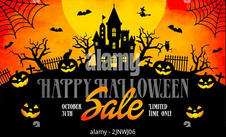 Illustration de la bannière vectorielle de la vente d'Halloween Illustration de Vecteur