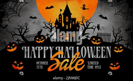 Illustration de la bannière vectorielle de la vente d'Halloween Illustration de Vecteur